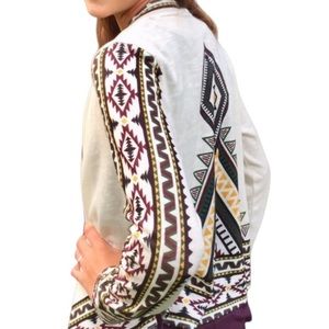 Sweet Wanderer Tribal Southwestern Lightweight Knit Long Sleeve Cardigan Large